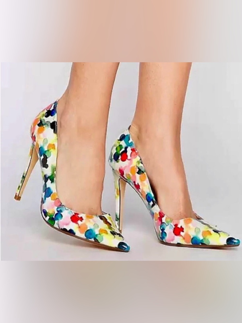 Pointed Multicolor Confetti Stiletto Pumps